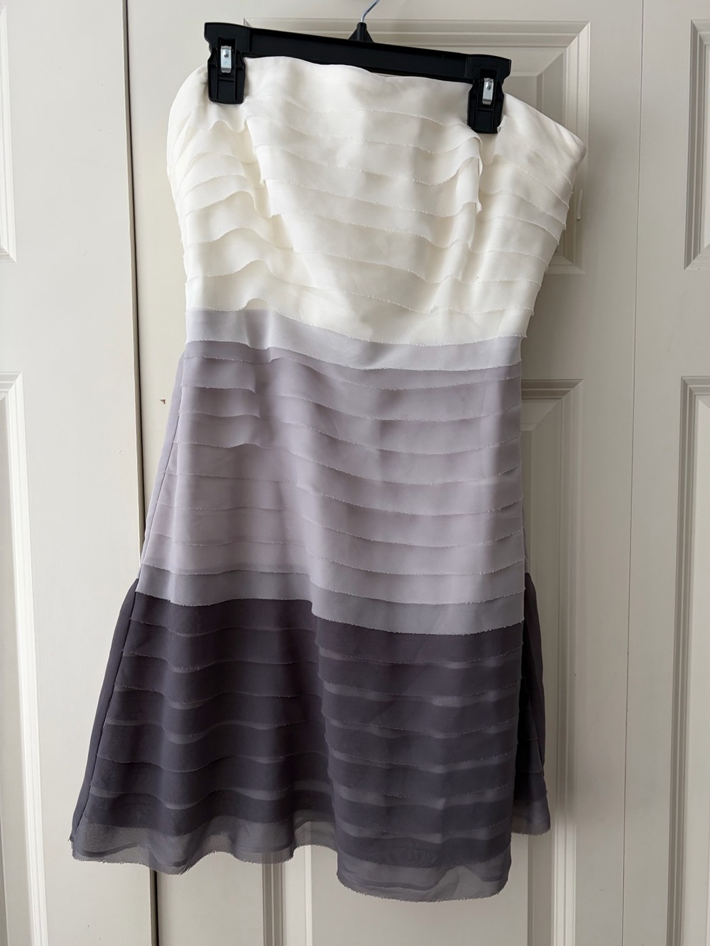 Ruffle Strapless Dress Grey White Size Medium